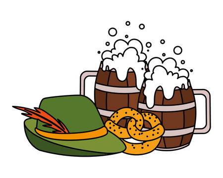 beer festival oktoberfest with set of icons vector illustration designのイラスト素材