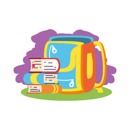 books stack with school bag isolated icon vector illustration designのイラスト素材