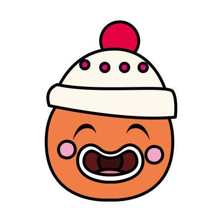 head of gingerbread man with hat in white background vector illustration designのイラスト素材