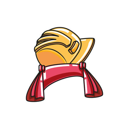 ribbon decoration elegant with helmet secure vector illustration designのイラスト素材