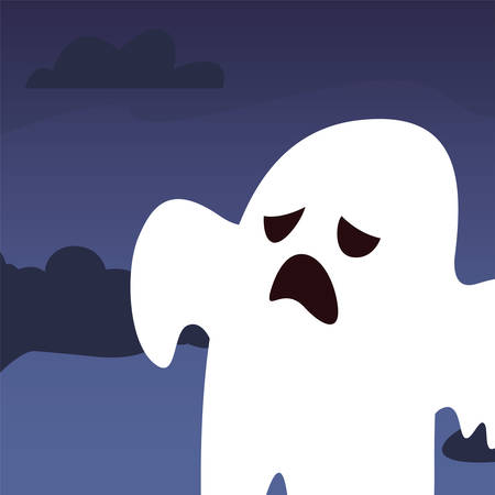 ghost happy halloween celebration design vector illustrationのイラスト素材
