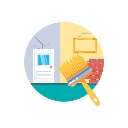 House design, under construction work repair progress reconstruction industry and build theme Vector illustrationのイラスト素材