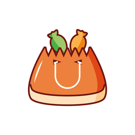 bucket with candies of halloween on white background vector illustration designのイラスト素材
