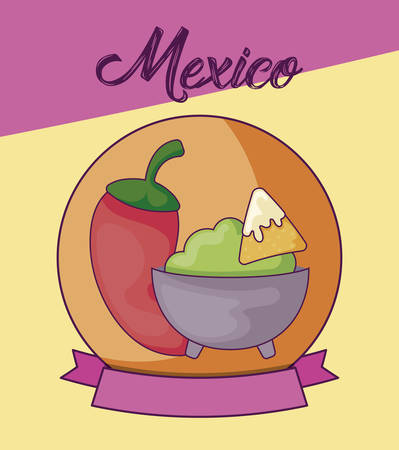 cute card with mexico label vector illustration designのイラスト素材