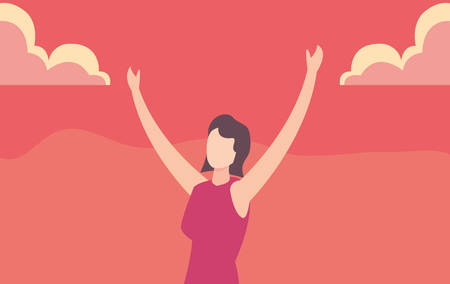 woman happy young people character vector illustrationのイラスト素材