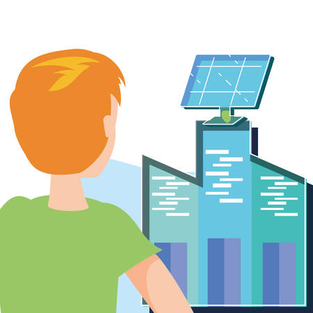 Avatar man and city design, Sustainability eco friendly green recycle ecology renewable and solution theme Vector illustrationのイラスト素材