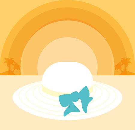 summer hat female wicker in the beach vector illustration designのイラスト素材