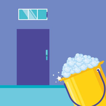 Cleaning bucket design, Object home work hygiene equipment domestic and housework theme Vector illustrationのイラスト素材