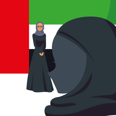arab women character in a hijab flag symbol vector illustrationのイラスト素材