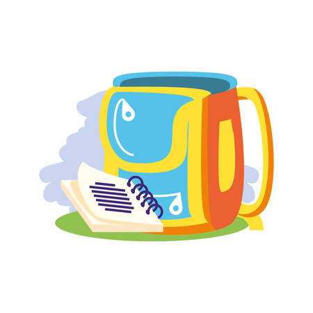 school bag with notebook school supply vector illustration designのイラスト素材