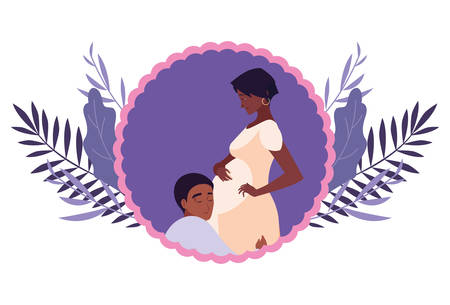 man hugs a pregnant woman - pregnancy and maternity vector illustrationのイラスト素材