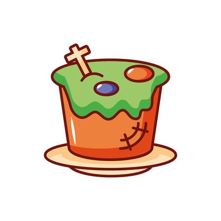 delicious cupcake with halloween decoration vector illustration designのイラスト素材