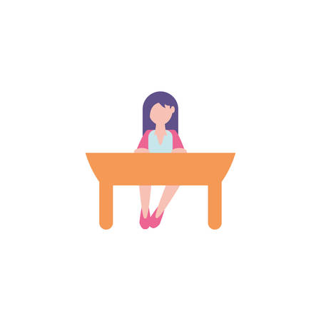 Avatar woman and desk design, Girl female person people human and social media theme Vector illustrationのイラスト素材