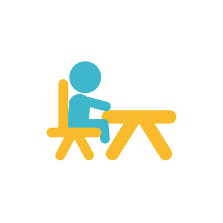 Avatar boy and table design, Kid childhood little people lifestyle casual person cheerful and cute theme Vector illustrationのイラスト素材