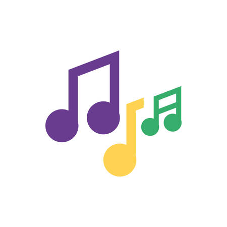 Mardi gras music notes design, Party carnival decoration celebration festival holiday fun new orleans and traditional theme Vector illustrationのイラスト素材