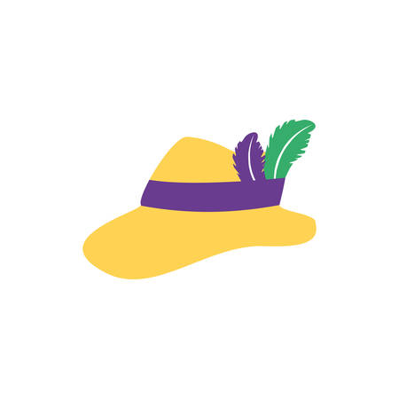 Mardi gras hat with feathers design, Party carnival decoration celebration festival holiday fun new orleans and traditional theme Vector illustrationのイラスト素材