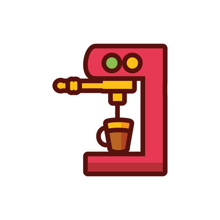 Coffee cup and machine design of time drink breakfast beverage shop morning store aroma and caffeine theme Vector illustrationのイラスト素材