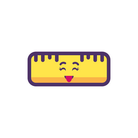 ruler cartoon design, school expression cute character funny and emoticon theme Vector illustrationのイラスト素材