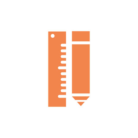 Ruler and pencil design, Instrument tool work measurement lenght object inch long and distance theme Vector illustrationのイラスト素材