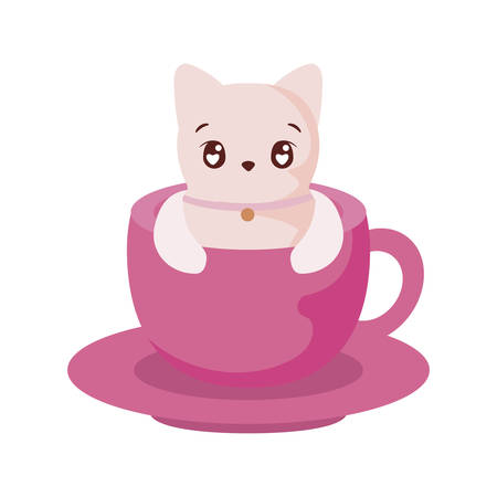 Cute cat cartoon inside coffee mug design, Animal zoo life nature character childhood and adorable theme Vector illustrationのイラスト素材