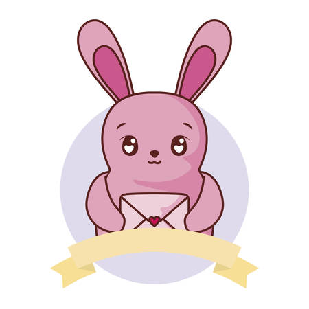 Rabbit cartoon with card design of love passion romantic valentines day wedding decoration and marriage theme Vector illustrationのイラスト素材