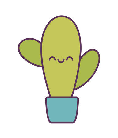 cactus plant cartoon design, Kawaii expression cute character funny and emoticon theme Vector illustrationのイラスト素材