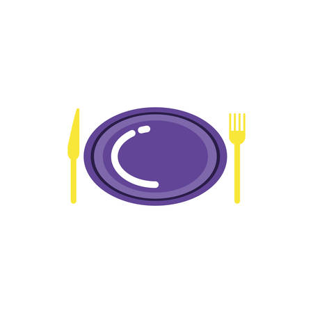 Plate fork and knife design, Eat food restaurant menu dinner lunch cooking and meal theme Vector illustrationのイラスト素材