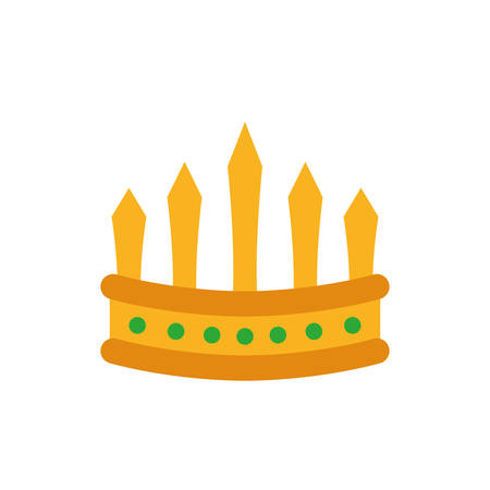 King green and gold crown design, Prince royal luxury jewelry kingdom insignia emperor authority and coronation theme Vector illustrationのイラスト素材