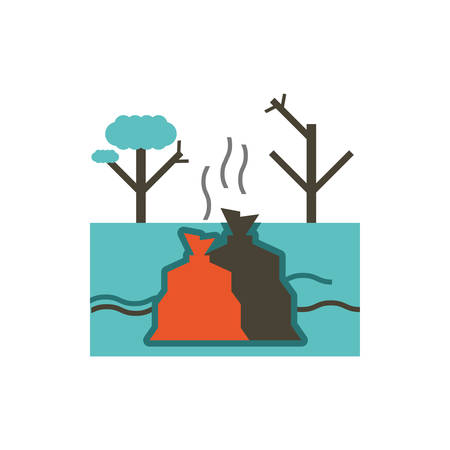 Trees and trash bags design, Pollution factory environment dirty danger industry plant chemical and toxic theme Vector illustrationのイラスト素材