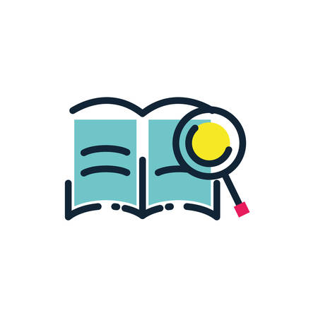 Lupe and open book design, Tool search magnifying glass zoom lens and exploration theme Vector illustrationのイラスト素材