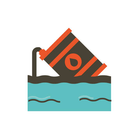 Industrial barrel and sea design, Pollution factory environment dirty danger industry plant chemical and toxic theme Vector illustrationのイラスト素材