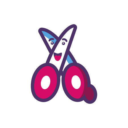 scissor cartoon design, Kawaii school expression cute character funny and emoticon theme Vector illustrationのイラスト素材