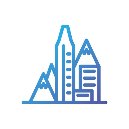 Building and mountain design, City architecture urban modern downtown contemporary metropolis exterior and construction theme Vector illustrationのイラスト素材