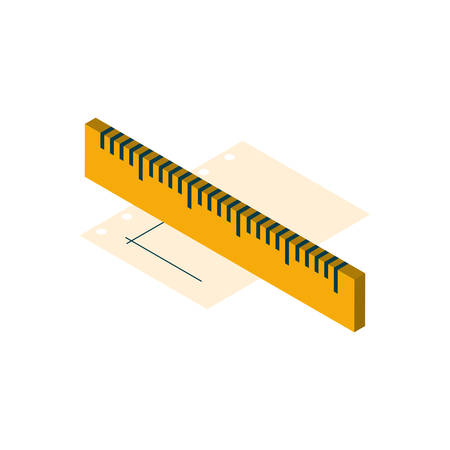 Ruler design, Instrument tool work measurement lenght object inch long and distance theme Vector illustrationのイラスト素材