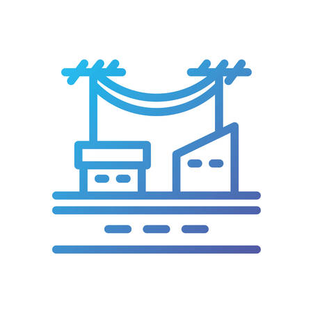 factory and wires design, Industry plant building insdustrial construction job work technology and manufacturing theme Vector illustrationのイラスト素材