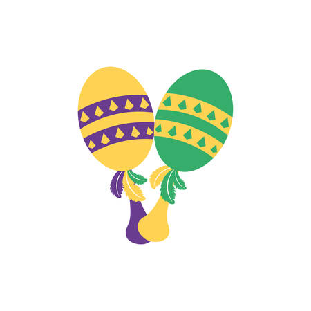 Mardi gras maracas design, Party carnival decoration celebration festival holiday fun new orleans and traditional theme Vector illustrationのイラスト素材