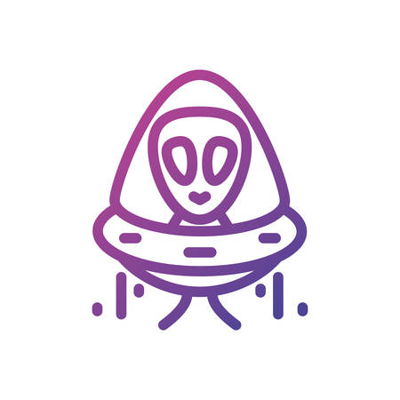 alien inside ufo of Space futuristic cosmos outside universe galaxy astronomy adventure and exploration theme Vector illustrationのイラスト素材