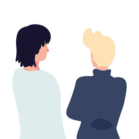 men of back position on white background vector illustration designのイラスト素材
