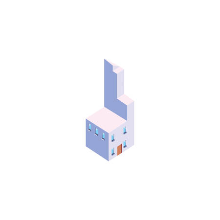 Isometric white building design, City architecture urban modern downtown contemporary metropolis exterior and construction theme Vector illustrationのイラスト素材