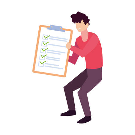 man with clipboard on white background vector illustration designのイラスト素材