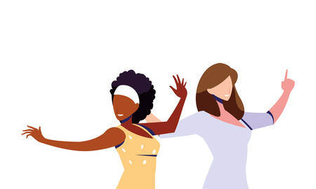 scene of women in dance pose, party, dance club vector illustration designのイラスト素材