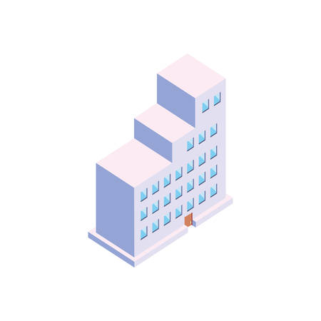 Isometric white building design, City architecture urban modern downtown contemporary metropolis exterior and construction theme Vector illustrationのイラスト素材
