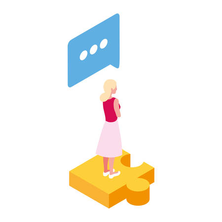businesswoman with puzzle piece on white background vector illustration designのイラスト素材
