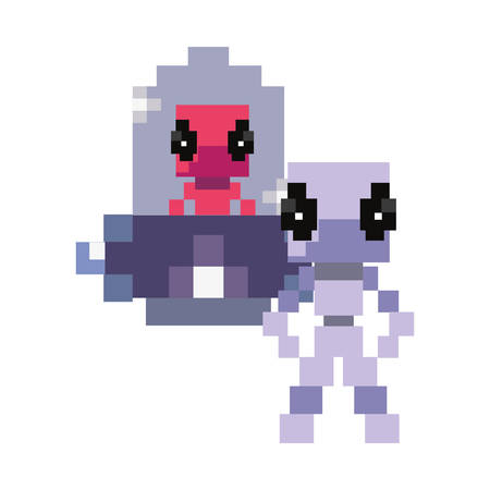 invaders ufo space pixel video game retro vector illustrationのイラスト素材