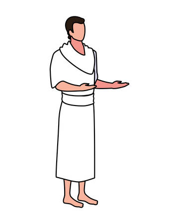 man pilgrim hajj standing on white background vector illustration designのイラスト素材
