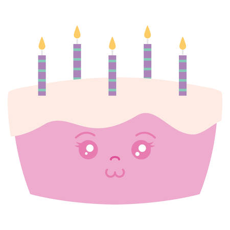 sweet birthday cake with candles vector illustration designのイラスト素材