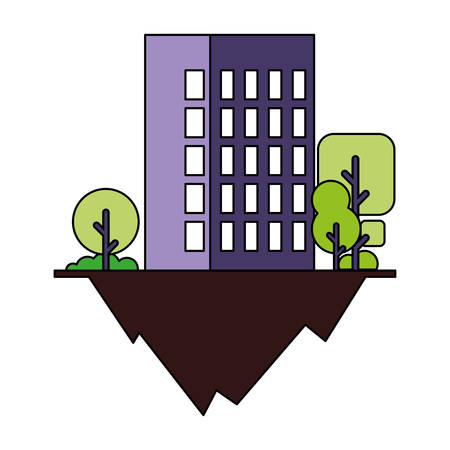 apartment and office building, urban landscape over terrain vector illustration designのイラスト素材