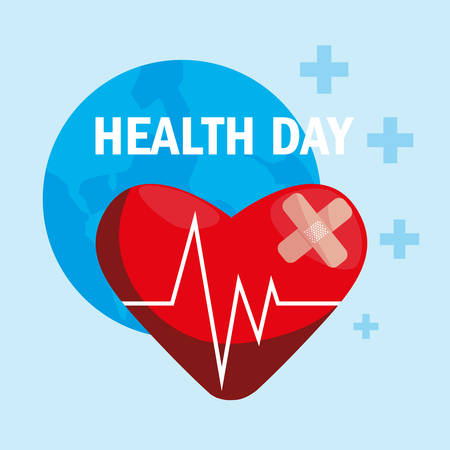 world health day card with heart vector illustration designのイラスト素材