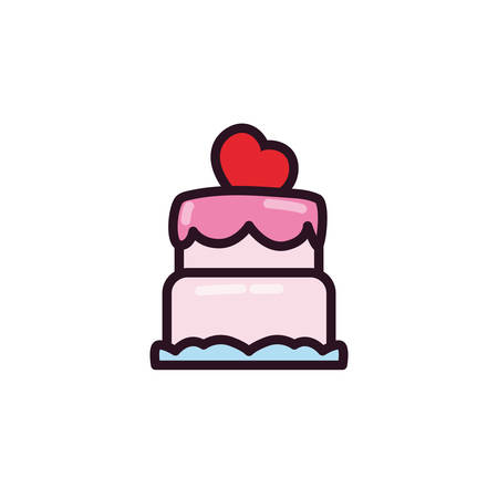 Cake with heart design of love passion romantic valentines day wedding decoration and marriage theme Vector illustrationのイラスト素材