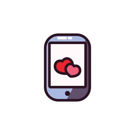 Hearts inside smartphone design of love passion romantic valentines day wedding decoration and marriage theme Vector illustrationのイラスト素材